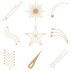 Aesthetic scrapbook png stickers, celestial collage element set, transparent background