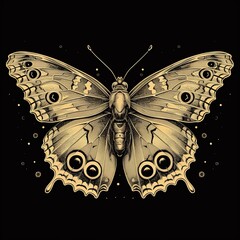Elegant Golden Butterfly Design Vector Art