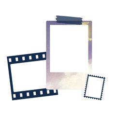 Png purple aesthetic photo frame sticker, transparent background