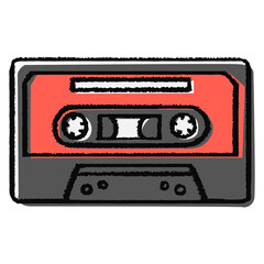 Fototapeta premium Cassette doodle png sticker, retro music on transparent background