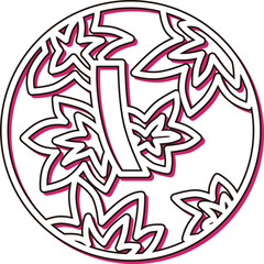 カラーシャドウの円形ミニ花札　神無月　紅葉　青短　10月　紅葉に青短