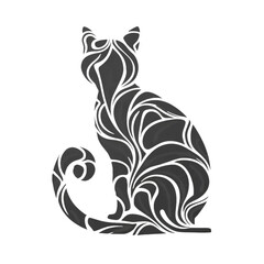 A simple cat mandala design silhouette vector style 