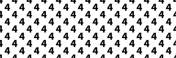 horizontal seamless black number four pattern background on white.
