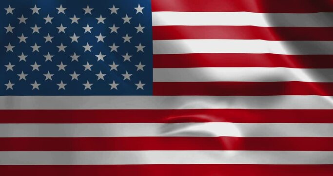 USA waving flag looping. American banner blowing in the wind seamless and looped animation.