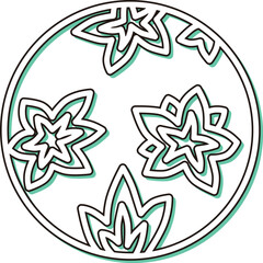 カラーシャドウの円形ミニ花札　神無月　紅葉　10月　紅葉のカス