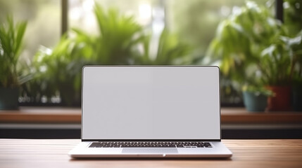 Fototapeta premium laptop with an empty screen, screen with copy space for your presentation or advertisement