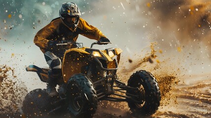 person drive atv vehicle on offroad track, extreme sport activities theme, created with generative ai