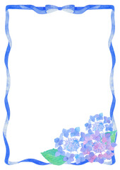 水彩で描いた紫陽花のフレーム