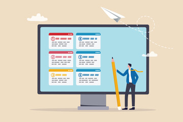 Prioritize important task, flag with priority or urgency to finish work, organize or plan work agenda, project management software or planner concept, businessman project manager prioritize tasks.