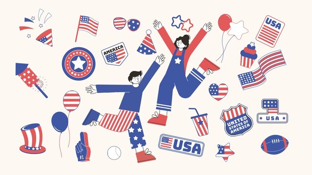 American Animated Sticker Set