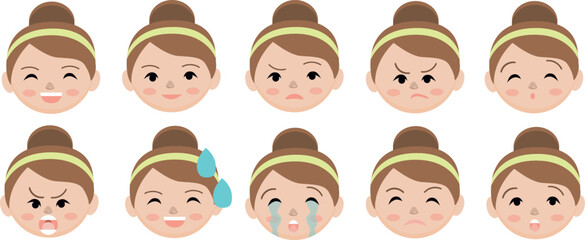 Fototapeta premium emotions of a schoolgirl vector isolated
