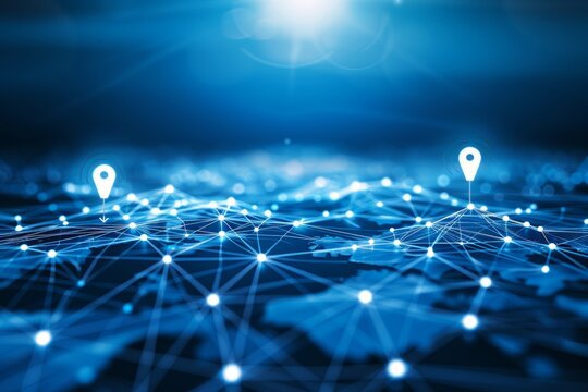 Digital map with ai technology in gps, delivery innovation, and future transport logistics