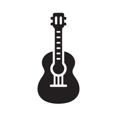 Silhouette of Guitar Icon Isolated in White