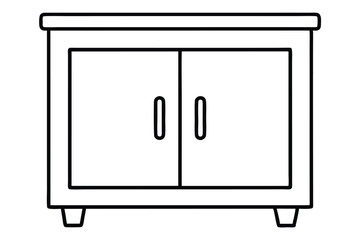 Cabinet line art vector illustration