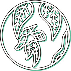 カラーシャドウの円形ミニ花札　霜月　栃　燕　11月　栃に燕