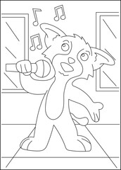 sing dog coloring book page