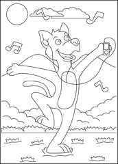 listening dog coloring book page