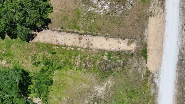 Aerial shot of Archaeology dig site of native American village