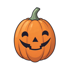 Fototapeta premium Cartoon Halloween Pumpkin With Carved Grinning Face