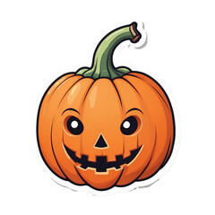 Fototapeta premium Cartoon Halloween Pumpkin With Carved Grinning Face