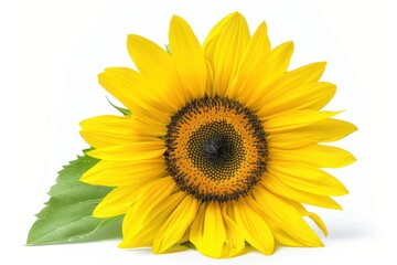 Fototapeta premium Yellow sunflower isolated on a pure white background