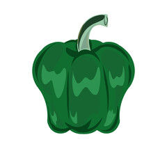 Vector art illustration of green bell pepper with flat design style, pepper illustration 
