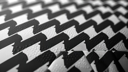 A close up of a black and white patterned surface