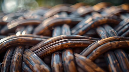 The image is of a woven basket with brown and tan colors