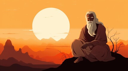 Guru Purnima, Buddhist religious holiday event of teacher and student. AI generated.