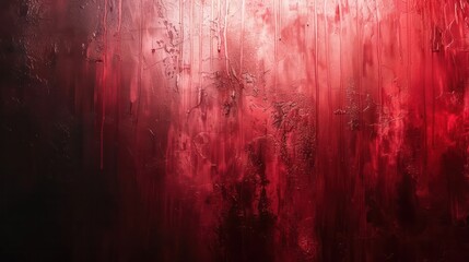 A red and black background with splatters of red paint