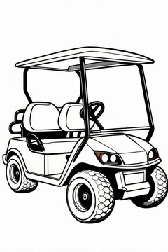 recommend clip art: Golf cart Kids/ adults coloring page book art, line art illustration