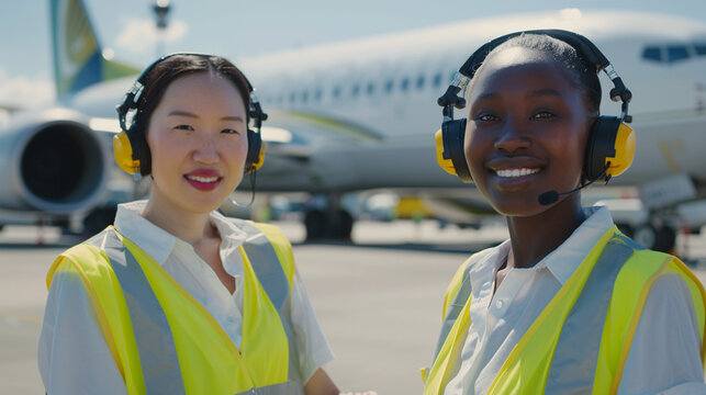 Airport female workers. 