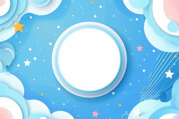 Naklejka premium シンプルな青い円とドットの幾何学的背景