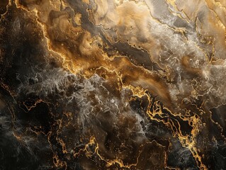 Abstract gold and black marble texture background with intricate patterns and rich color contrasts, perfect for luxurious designs.