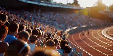 Back view of spectators at Paris Olympic sport international athletic games stadium