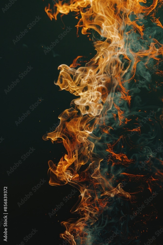 Canvas Prints fire on black background