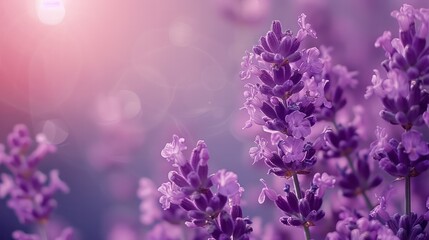 Obraz premium A close up of purple flowers with a pink background
