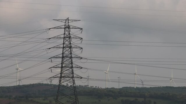 Time lapse of wind power plants