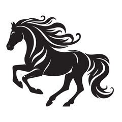 Horse vector silhouette white background
