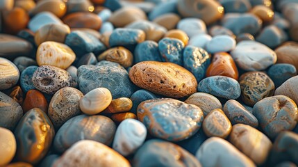 A collection of rocks with a mix of colors, including blue and brown