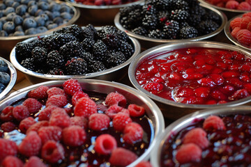 Assorted Fresh Berries and Fruit Sauces for Culinary Delights