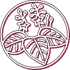 カラーシャドウの円形ミニ花札　師走　桐　12月　桐のカス