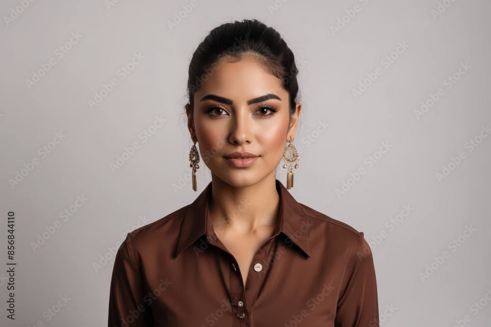 Poster cute woman portrait on white background