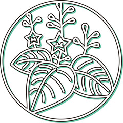 カラーシャドウの円形シンプル花札　師走　桐　12月　桐のカス