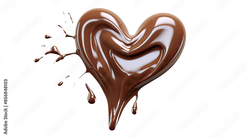 Canvas Prints milk and chocolate splash in shape of 'h' isolated on transparent background - top view 3d digital a