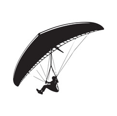 Hang glider silhouette. Vector illustration. Isolated white background.
