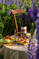 relaxing, romantic wine picnic at lavender fields and scenic countryside