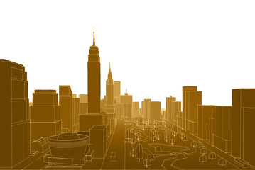  modern city panorama 3d illustration