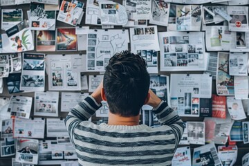 A Man Surrounded by Inspiration, Seeking the Perfect Visual Solution