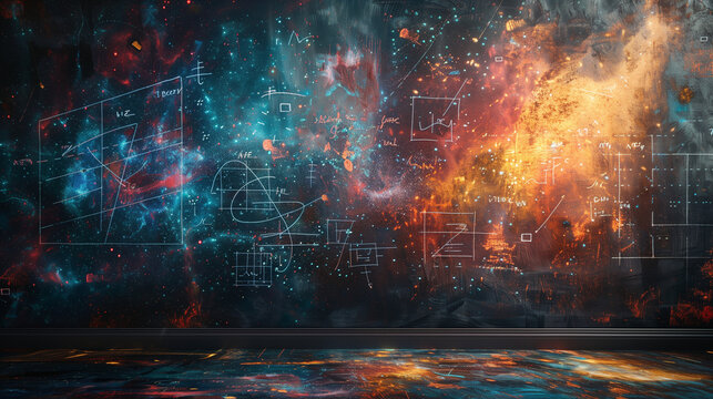 Mathematical equations on the board